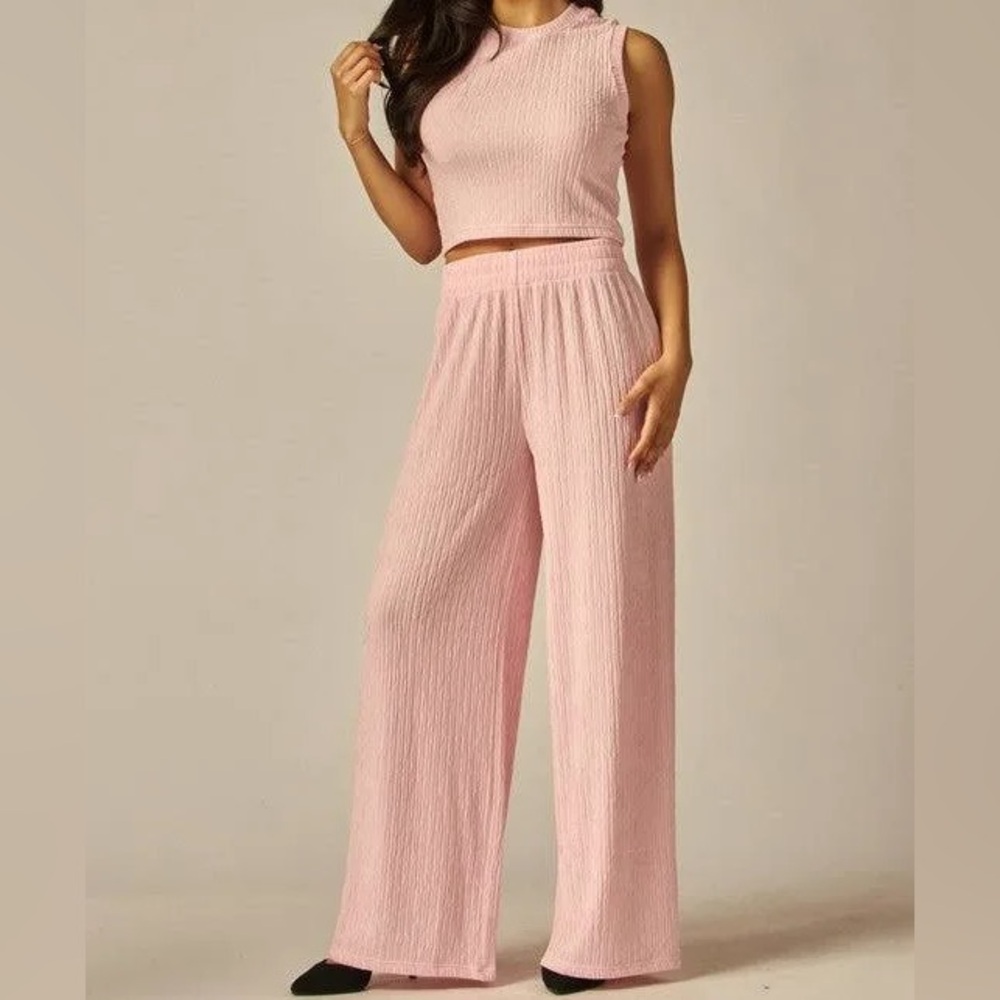 Pink Ribbed Two-Piece Set - Picture 1 of 10